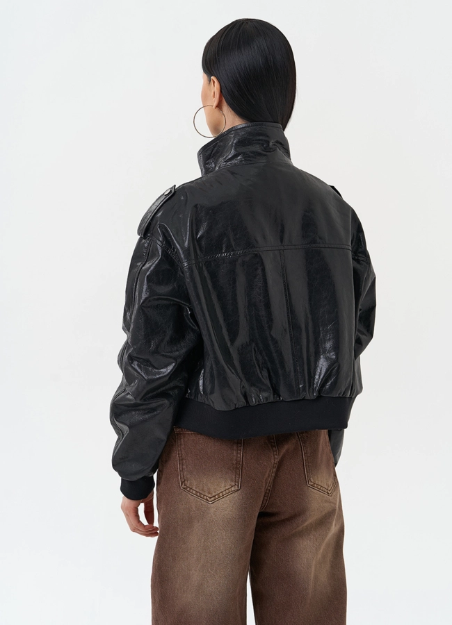 Женская куртка бомбер из натуральной кожи модель № 30096 в кредит фото