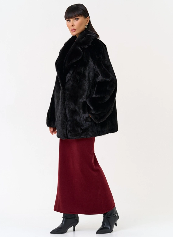 Женская шуба из скандинавской норки с английским воротником