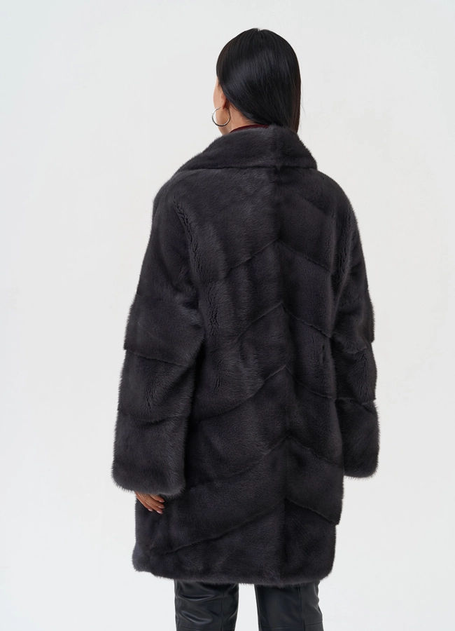 Норковая шуба с английским воротником модель № 28121 в кредит
