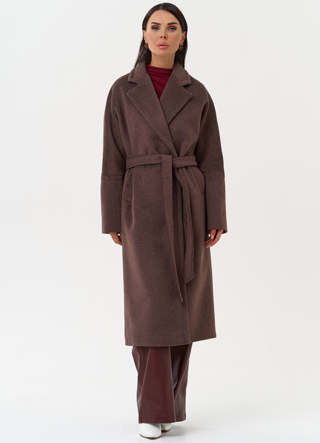 Женское пальто с английским воротником модель № 31208 меха малина