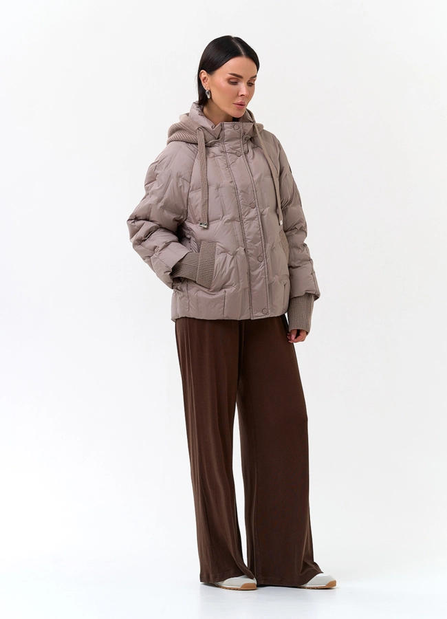 Женская куртка с трикотажным капюшоном модель № 33827 в рассрочку