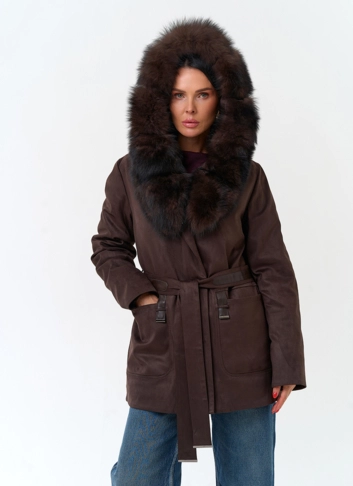 Женская куртка из эко замши фото