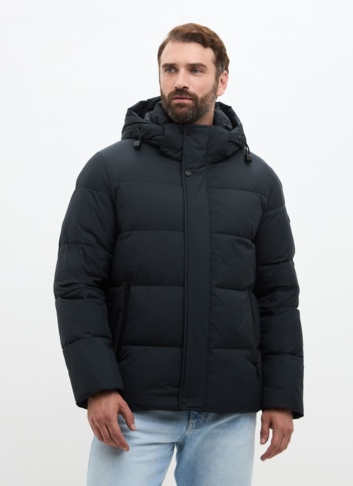 Мужской пуховик с капюшоном больших размеров