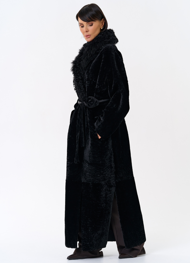 Женская натуральная дубленка с воротником шаль модель № 31852 универмаг малина