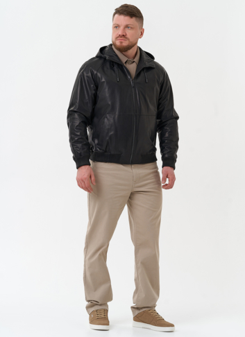 Мужская куртка из натуральной кожи с капюшоном