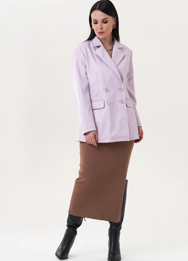 фото Пиджак из эко кожи сиреневого цвета модель № 26741