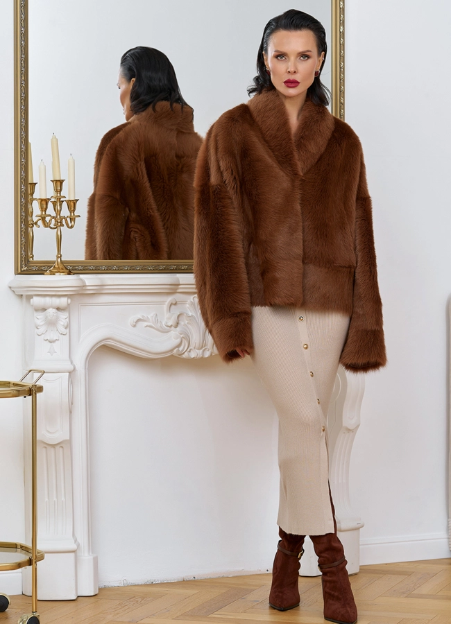 фото Яркая натуральная дубленка модель № 31627