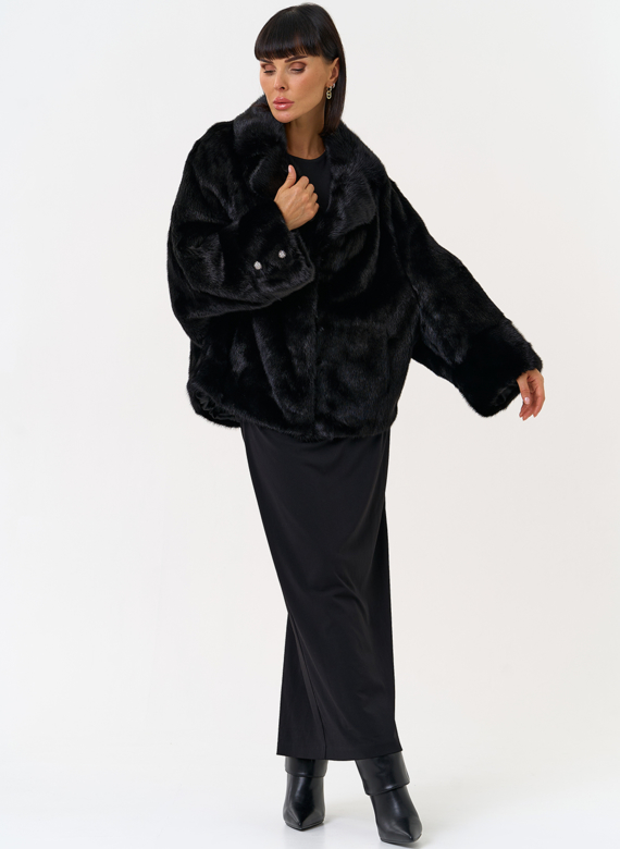 Куртка из меха норки с английским воротником