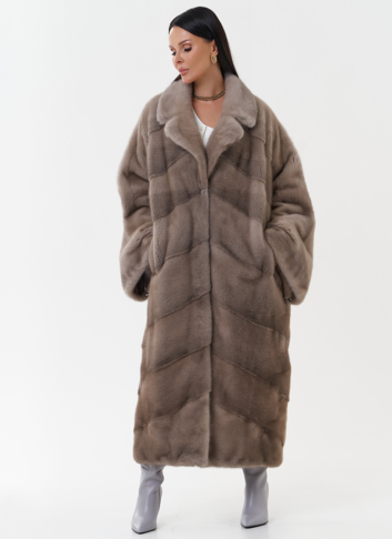 Норковая шуба оверсайз с английским воротником