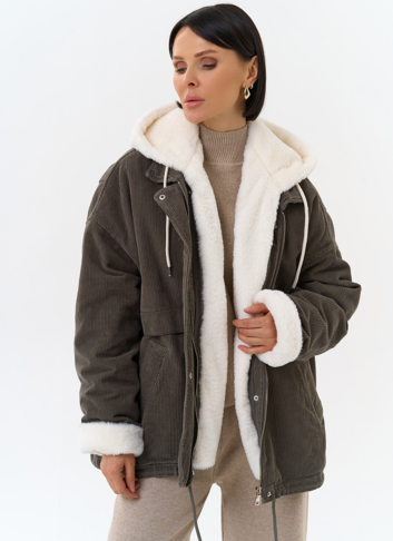 Женская утепленная куртка с отделкой из эко меха