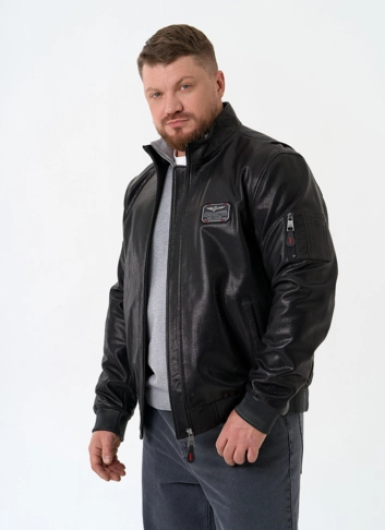 Мужская куртка бомбер из натуральной кожи фото