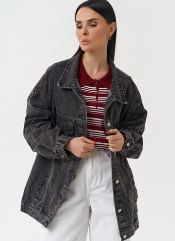 Женская джинсовая куртка серого цвета