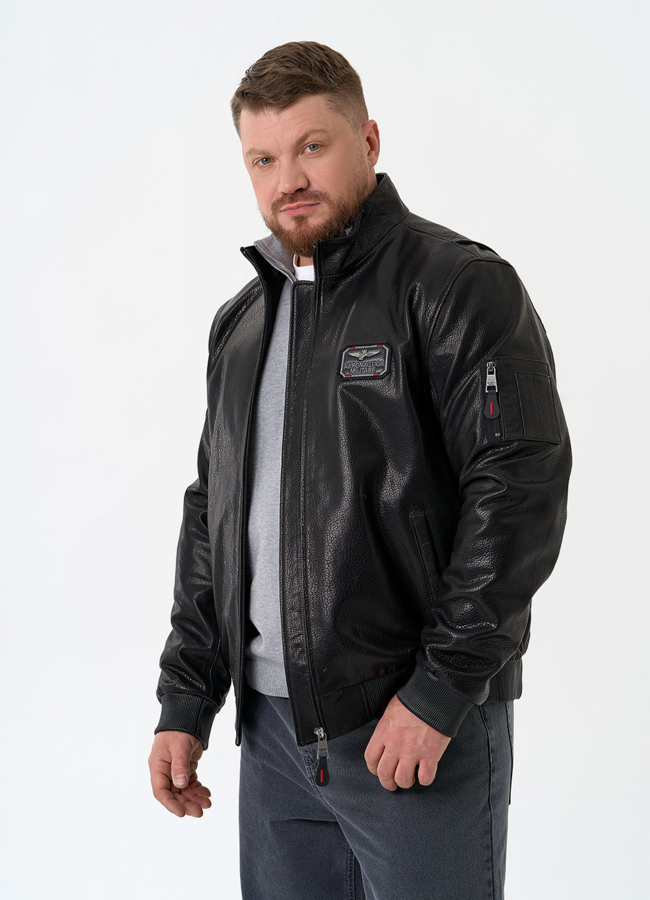 Мужская куртка бомбер из натуральной кожи модель № 32865 универмаг малина