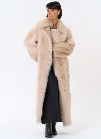 Женская двухсторонняя дубленка с поясом