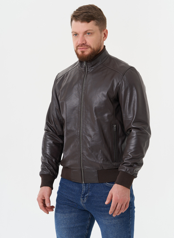 Кожаная куртка "бомбер"