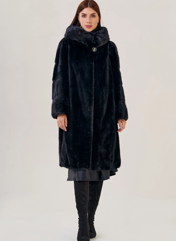 Шуба-"рубашка" с капюшоном