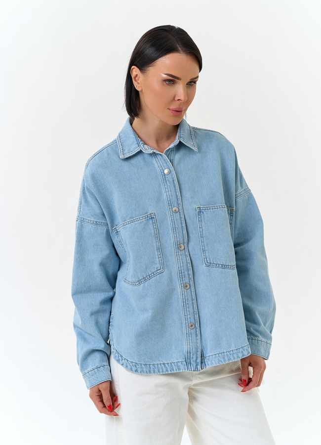 Женская джинсовая куртка рубашка модель № 33129 универмаг малина