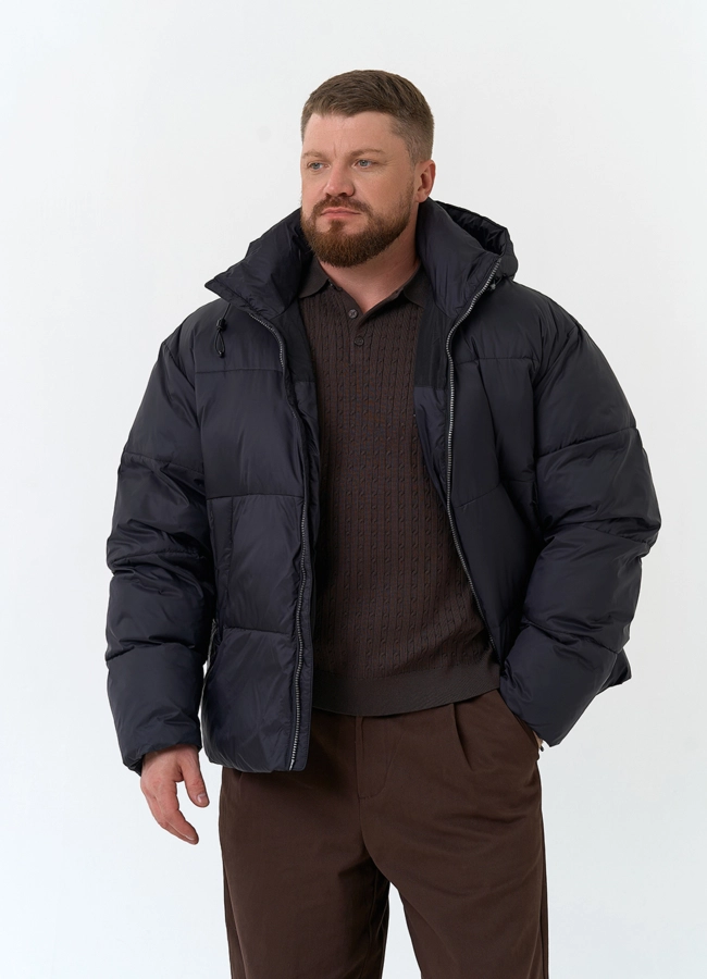 Мужской пуховик с капюшоном модель № 34065 универмаг малина фото