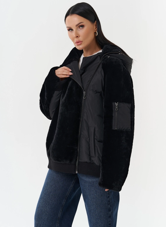 Комбинированная куртка с капюшоном