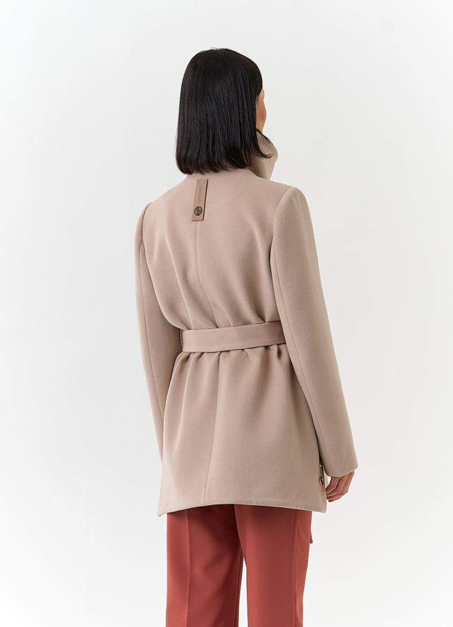 Женское укороченное пальто с воротником стойкой модель № 32552 в кредит