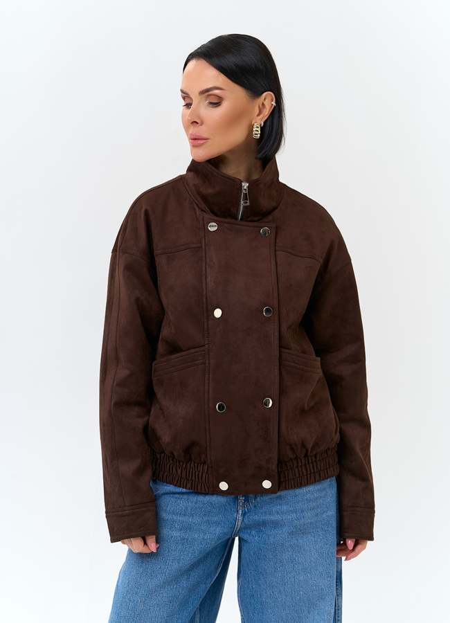 Женская утепленная куртка бомбер из эко замши модель № 32787 универмаг малина