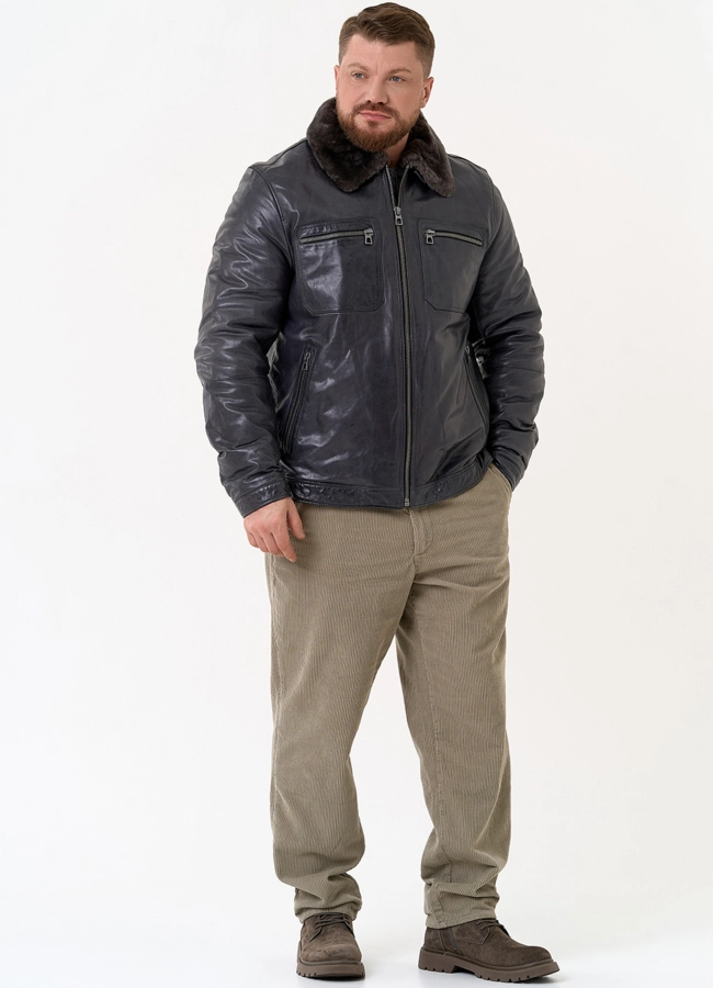 Куртка из натуральной кожи с отделкой из овчины модель № 31423 универмаг малина