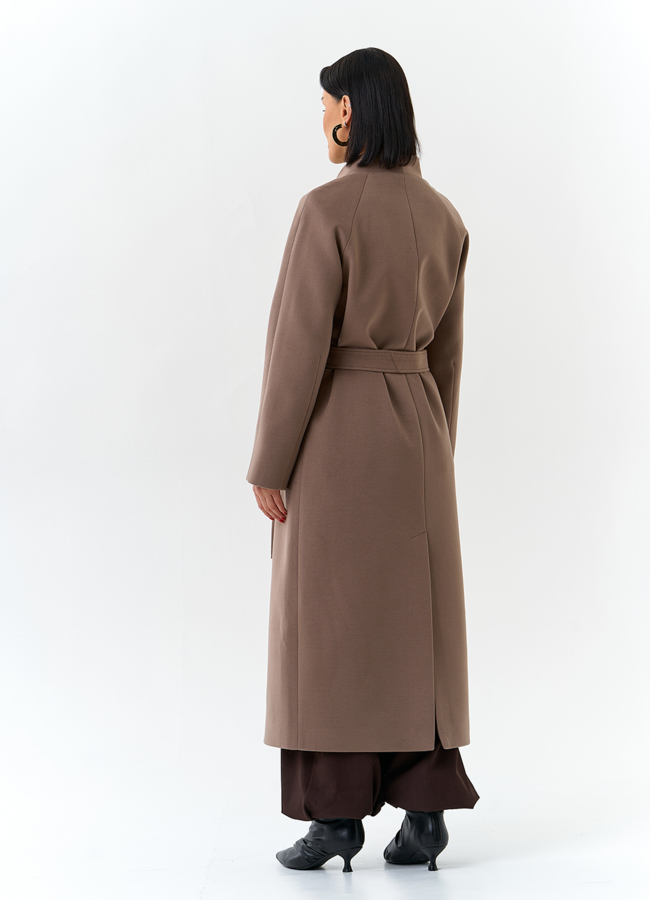 фото Женское пальто с поясом модель № 32686