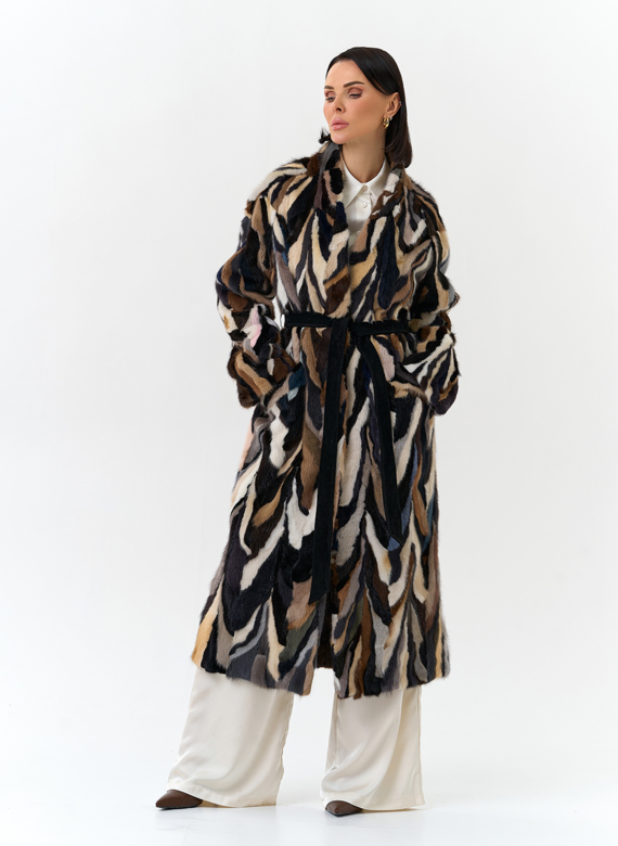 Шуба из норки в стиле пэчворк