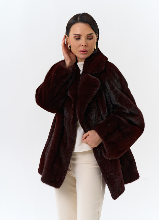 Женская шуба из скандинавской норки с английским воротником модель № 32047 универмаг малина