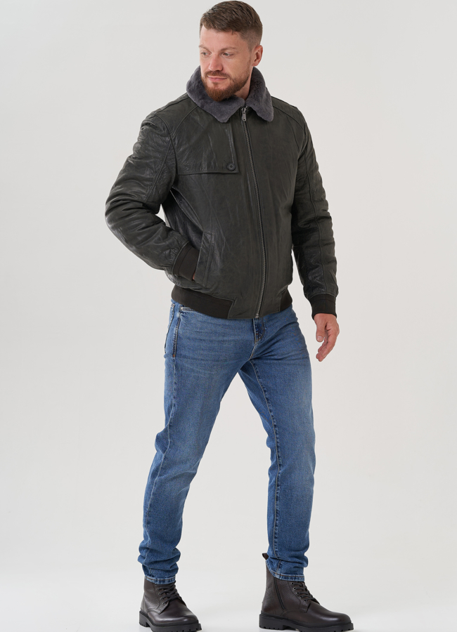 Мужская куртка из натуральной кожи  модель № 82308 универмаг малина