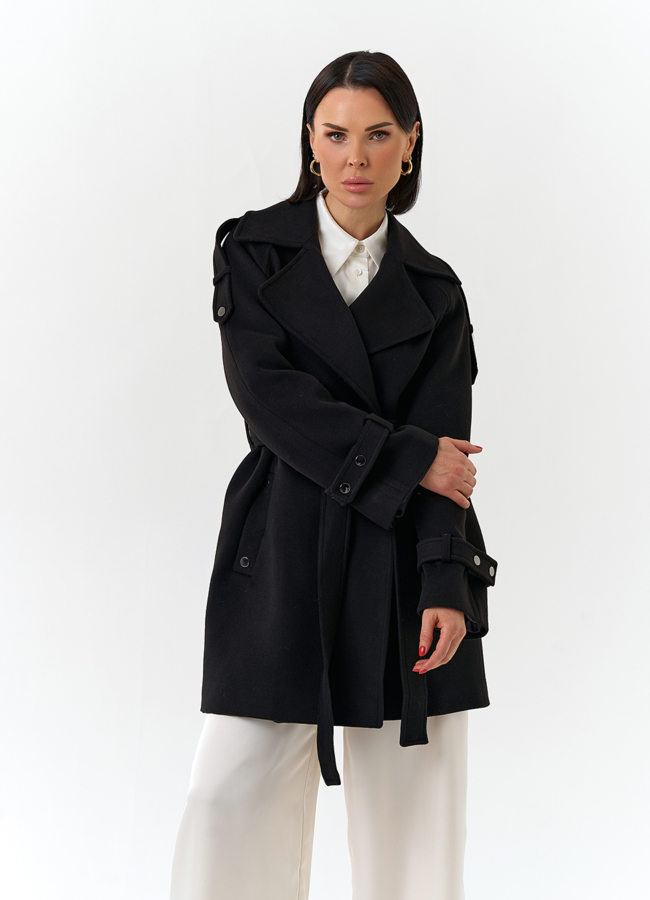 Женское укороченное пальто с английским воротником модель № 32641 универмаг малина