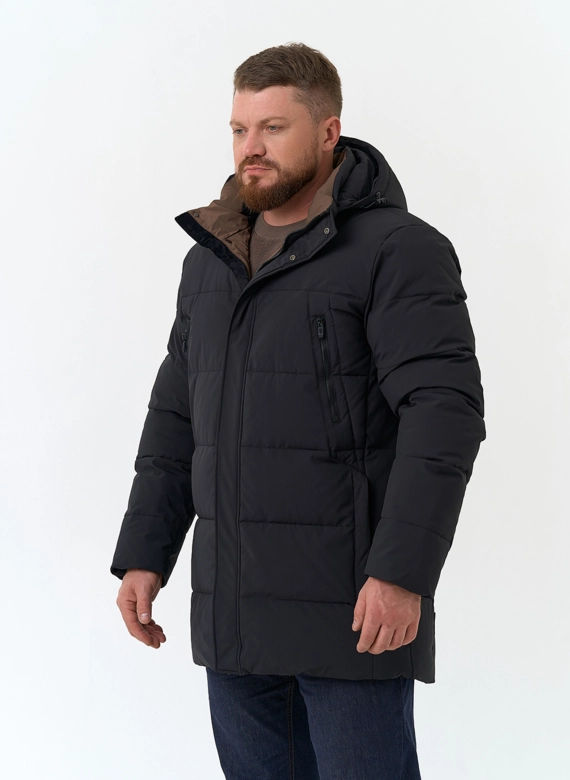 Мужской пуховик с капюшоном  фото
