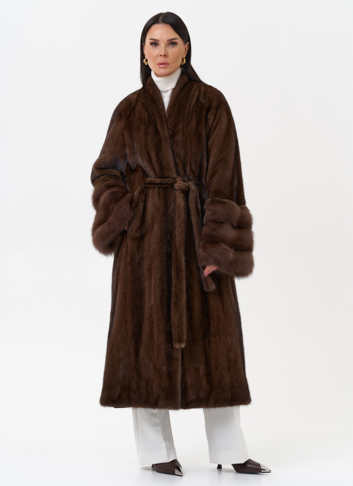 Шуба из скандинавской норки с куницей