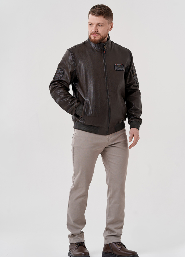 Мужская куртка из натуральной кожи  модель № 24393 в рассрочку