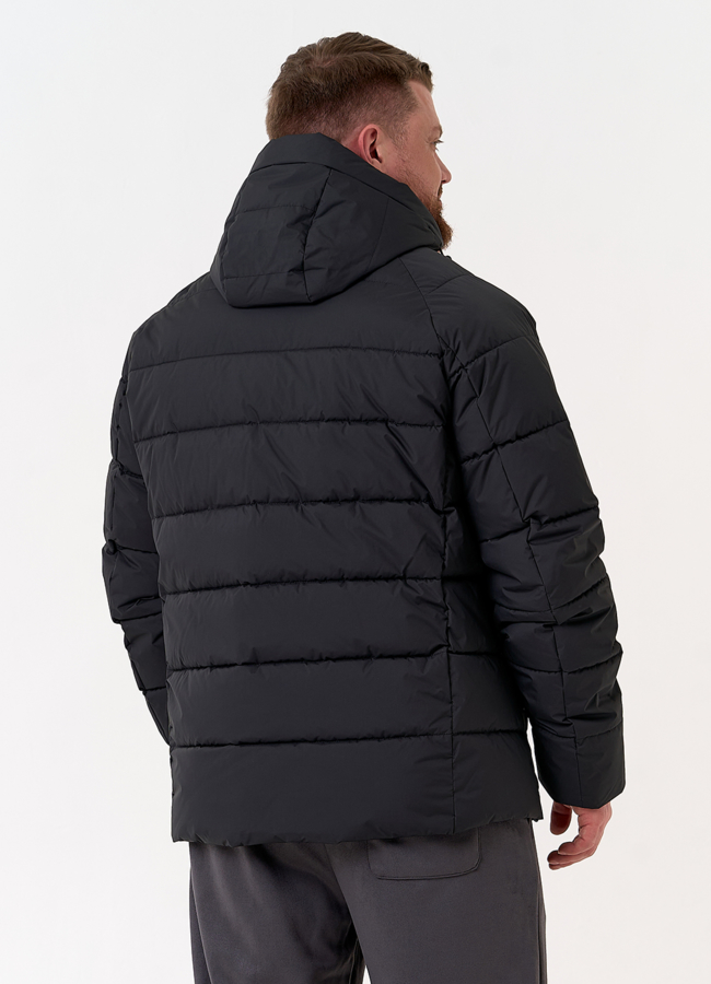 Мужской пуховик черного цвета с капюшоном модель № 31458 в кредит