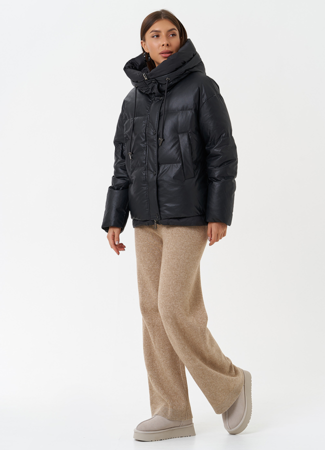 Утепленная куртка с капюшоном модель № 27866 меха малина