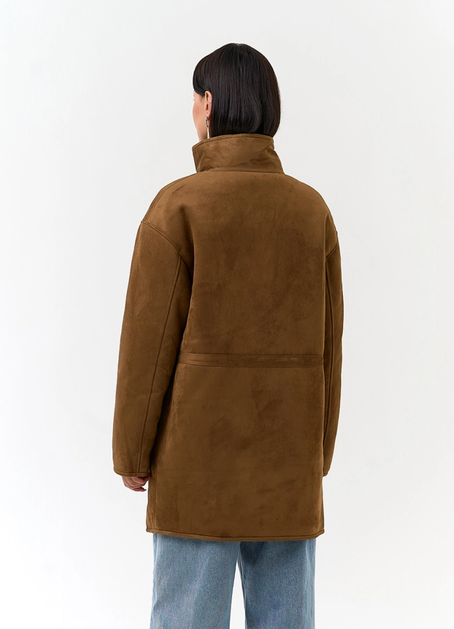 фото Женская дубленка из эко замши модель № 33891