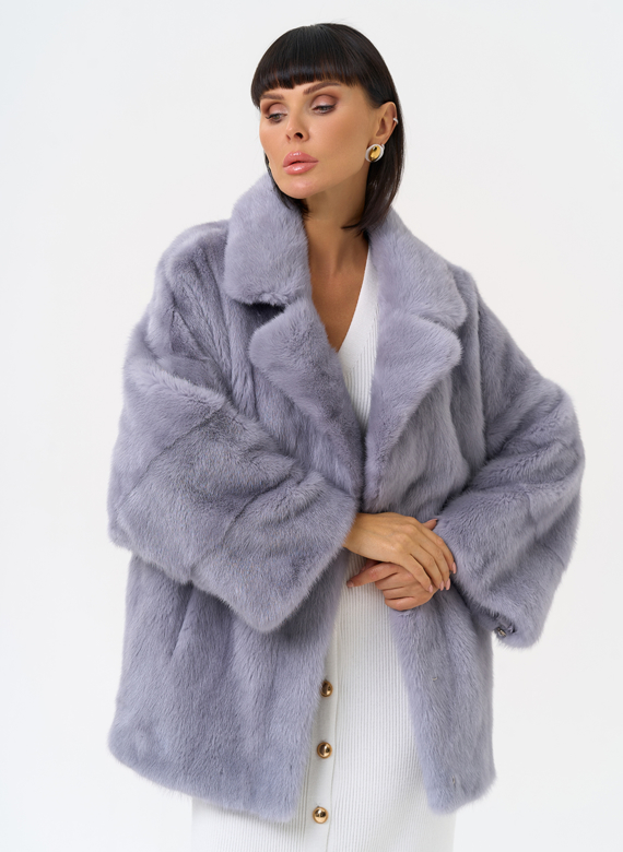 Куртка из меха норки с английским воротником