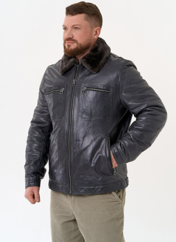 Куртка из натуральной кожи с отделкой из овчины