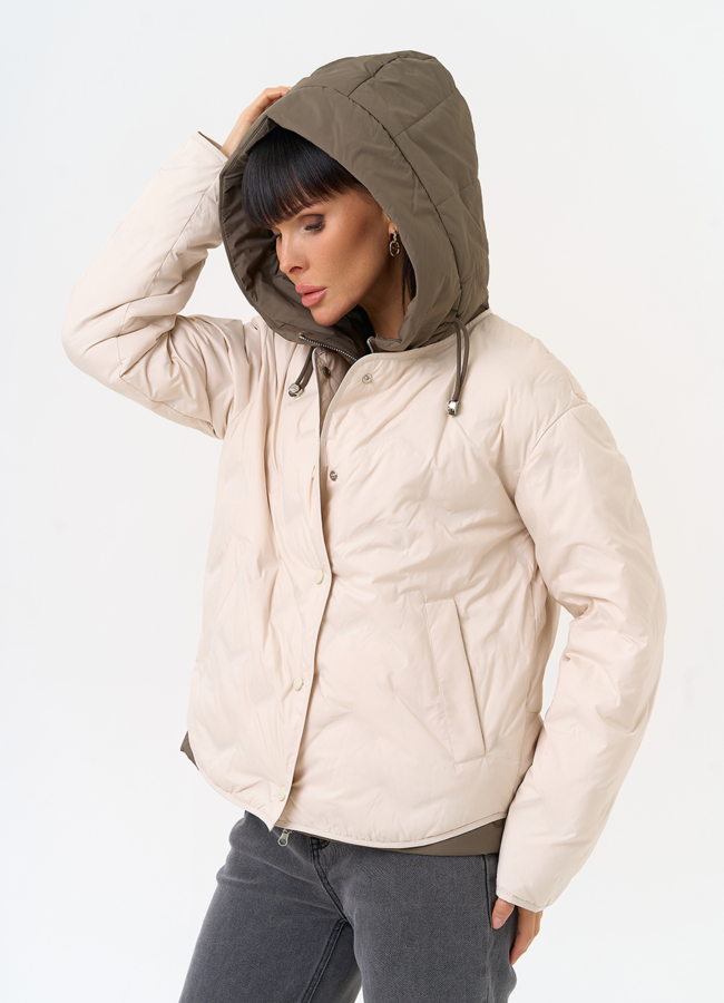 Женская куртка с контрастным капюшоном модель № 31543 универмаг малина