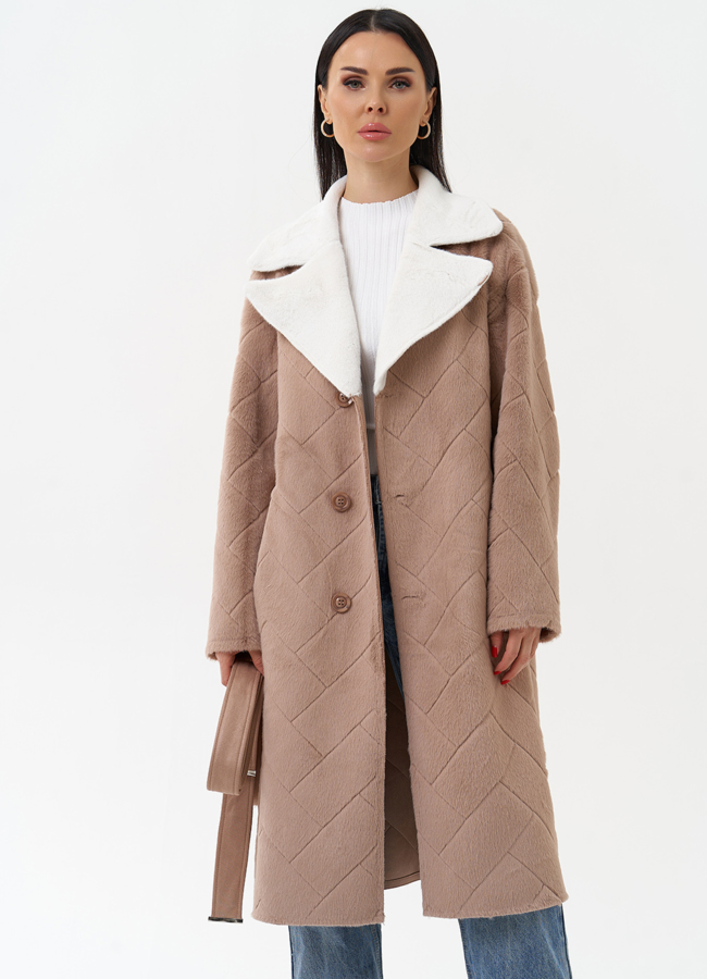 Пальто женское из эко замши с английским воротником модель № 29981 универмаг малина