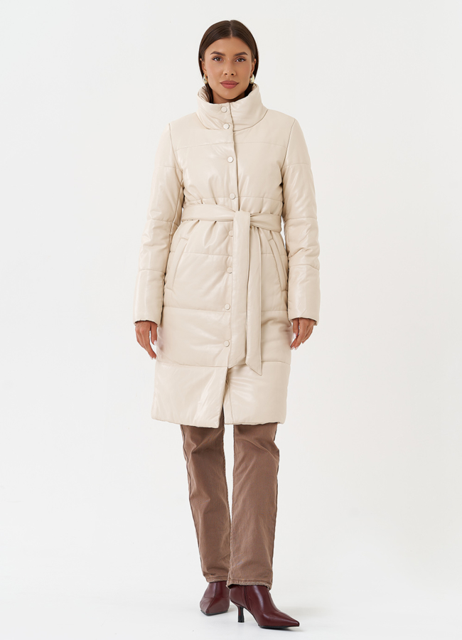 фото Пуховик из эко кожи на био пухе модель № 27704