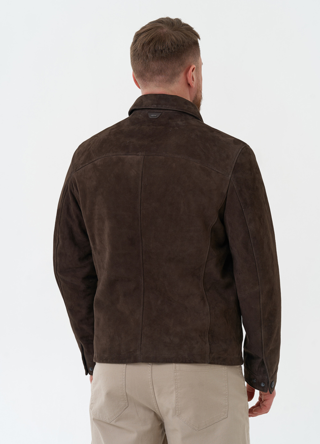 Мужская куртка из натуральной замши коричневого цвета модель № 30066 универмаг малина